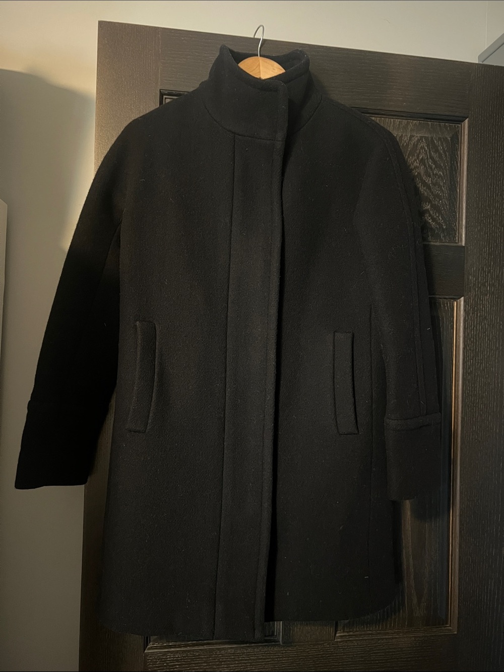 Women’s J. Crew Black Wool Coat with Satin Lining